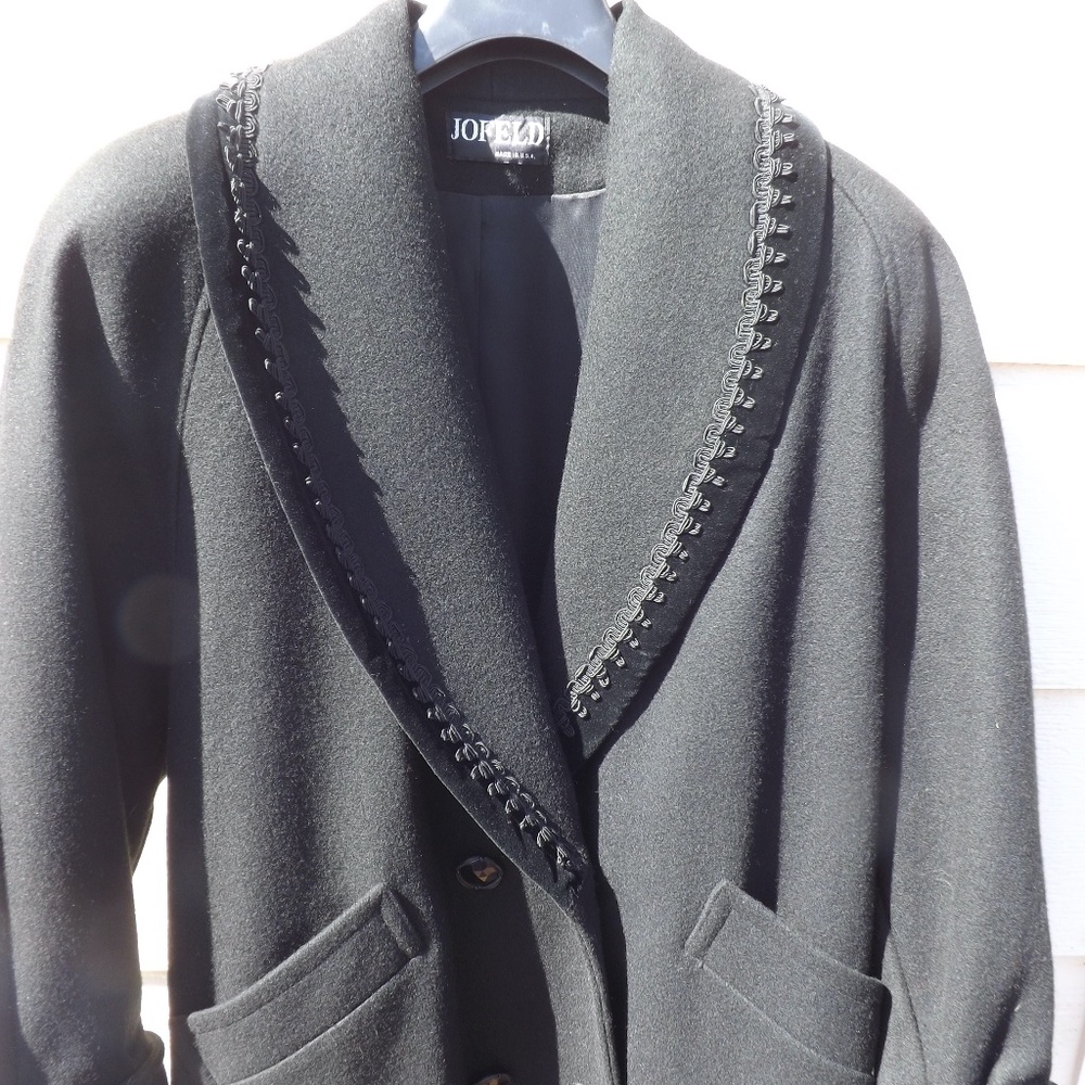 Vintage JOFELD Collection Womens Full Length 44" Coat deBall Grey Velvet Large